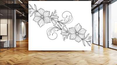 Sketch Floral Botany Collection. flower drawings. Black and white with line art on white backgrounds. Hand Drawn Botanical Illustrations.Vector. Wall mural