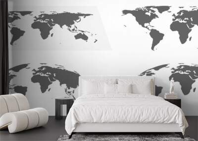 Hemispheres and earth maps, worldwide business or infographics for presentation. Continents in monochrome black and white solution. Vector in flat style Wall mural