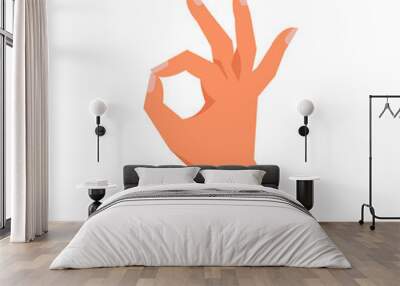 Okay symbol hand gesture, isolated fingers forming circle. Assurance of agreement or consensus. Satisfaction or accordance sign nonverbal communication. Vector in flat style Wall mural