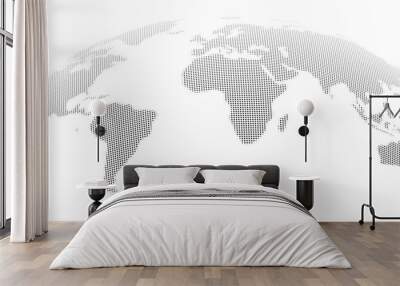 Rounded globe with continents and countries. Isolated world map with grained texture. Traveling and business infographics background. Vector in flat style Wall mural