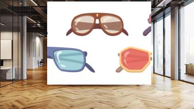 Spectacles and glasses with optical lenses for correction poor eyesight, isolated collection of eyeglasses. Vector variety and types of accessories and frames. Men, women and unisex style Wall mural