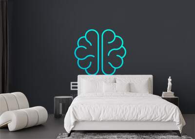 Brain Artificial Intelligence Logo design vector. AI technology Wall mural