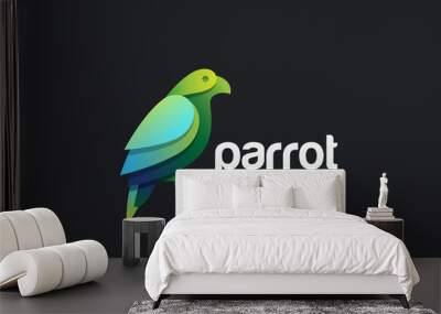 Colorful Parrot sitting abstract Logo design vector template Wall mural