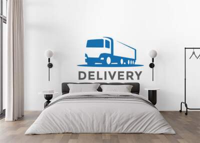 Delivery Truck silhouette Logo design vector template Negative space style...Cargo automotive vehicle Logotype concept icon. Wall mural