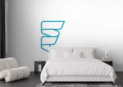 Letter F Logo ribbon design abstract vector Linear style Wall mural