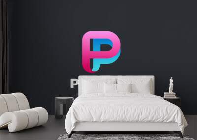 Letter P Logo design vector template Ribbon Font style Typography. Wall mural