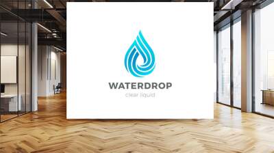 Water Droplet Drop Logo design vector template. Natural Mineral Aqua Drink Oil Liquid Energy Logotype concept icon. Wall mural