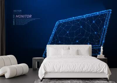 Abstract polygonal light design of computer monitor with glowing screen. Wall mural