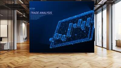 Abstract polygonal light design of tablet with stock market investment chart Wall mural