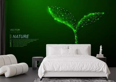 Abstract polygonal light of sprout from earth Wall mural