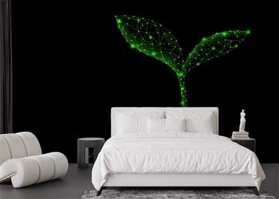 Abstract polygonal light of sprout from earth Wall mural