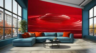 Red cinematic product design background, product mockup red color waved background Wall mural