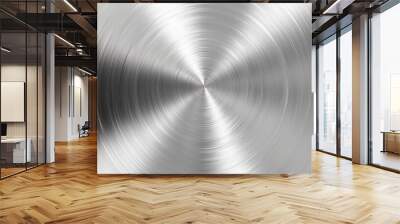 Circular metal texture. Stainless, steel, chrome, aluminum textures. Generative AI Wall mural