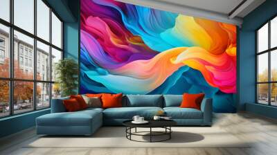 colorful, abstract motions, back background - Generative AI Wall mural