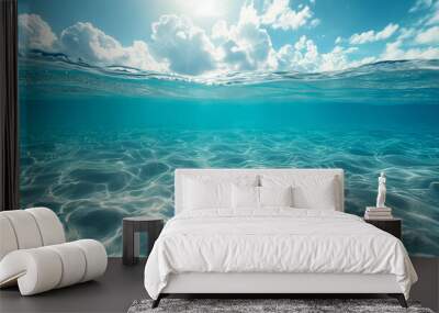 The sea seen from below and above the water - Generative AI Wall mural