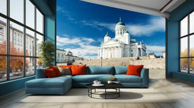 Helsinki Cathedral and Senate Square, The Most Popular landscapes and sightseeing places in Helsinki, Finland Wall mural