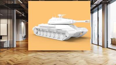 3D rendering of a battle tank, armored world war 2 military vehicle large canon turret isolated in studio background. Wall mural