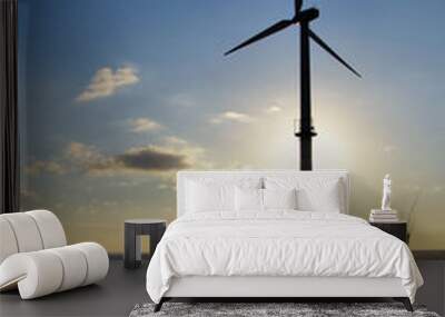 Silhouette of a wind turbine Wall mural