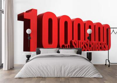 3D text of reaching 1,000,000 subscribers isolated on transparent background Wall mural