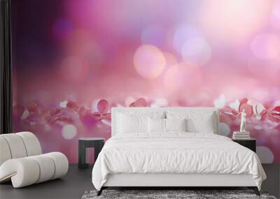 pink glitter, pink bokeh, circle abstract light background, pink rose shining lights, sparkling glit Wall mural