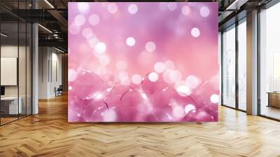 Pink glitter, pink bokeh, circle abstract light background, Pink rose shining lights, sparkling glittering Valentines day, women day or event lights romantic backdrop. Blurred abstract holiday backgro Wall mural