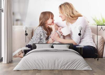 Mother and daughter at home Wall mural