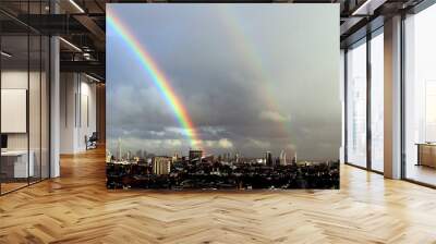 Double Rainbow over London Skyline Wall mural