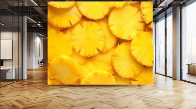 Background of sliced pineapple closeup Wall mural