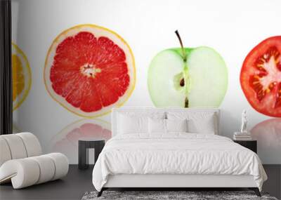 collection of fresh fruit and vegetable slices Wall mural