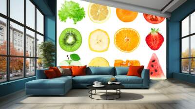 Collection of fruit and vegetable slices Wall mural