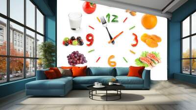 food clock with healthy food Wall mural