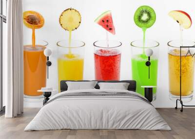 Glass of fresh fruit juices Wall mural