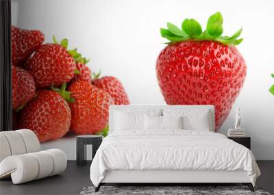 Strawberry on white background. Fresh sweet fruit closeup. Wall mural