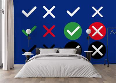 vector right, wrong, rejection, approval symbol, icon drawings Wall mural