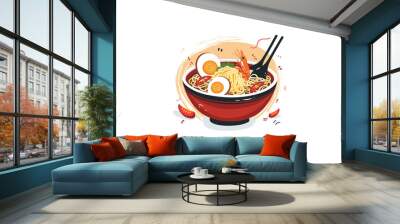 Ramen noodles asian food vector illustration Wall mural