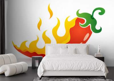 chili pepper in fire Wall mural