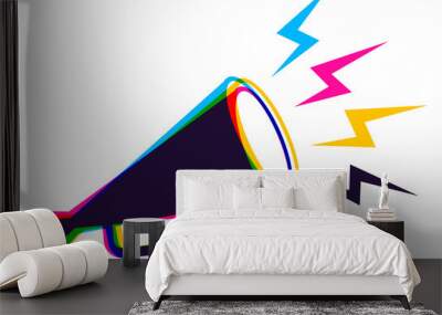 Vector megaphone in CMYK style. Wall mural