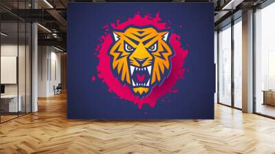 Vector retro sport logo with head of a tiger. Wall mural