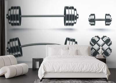 Vector set icons of barbells Wall mural