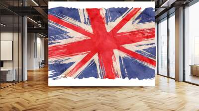 Vector vintage British flag. Drawing flag of UK in grunge style. Wall mural