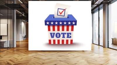 Vintage icon of ballot box for presidential election in USA. American Election 2024. Vote. Wall mural