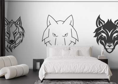 Abstract luxury wolf head vector monogram logo design template. Wolf vector logotype set. Wall mural