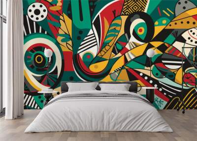 Abstract pattern in native African style. Vector illustration. Traditional African abstract painting Wall mural