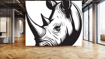 rhino head logo icon vector illustration template Wall mural