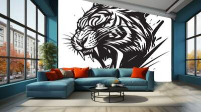 Roaring tiger logo design vector illustration. Good for logo Wall mural