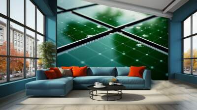 Solar panels reflect sparkling light From the sun, sky and clouds, Clean energy and environment. Green energy concept Wall mural