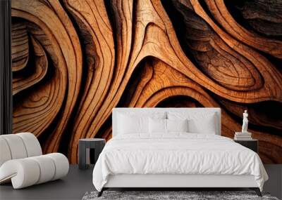 Wood larch texture of cut tree trunk, close-up. Wooden pattern Wall mural