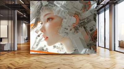 A system that generates stock images of girls. Future technology education. Graphic art. Wall mural