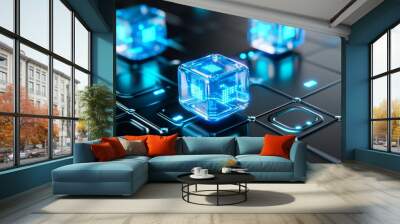 Big data, digital software development, Internet of Things, Internet network technology Wall mural