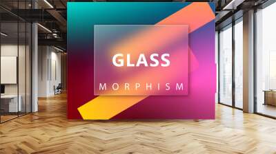 Vector background in glass morphism style. Editable illustration Wall mural